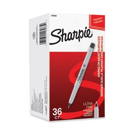 Sanford Sharpie, EXTRA FINE TIP PERMANENT MARKER, BLACK, 36PK 2082960